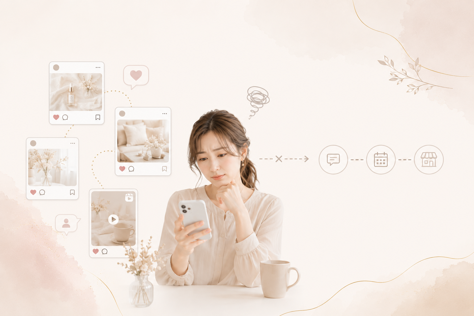 Instagramで発信していても次の行動につながらず悩む女性